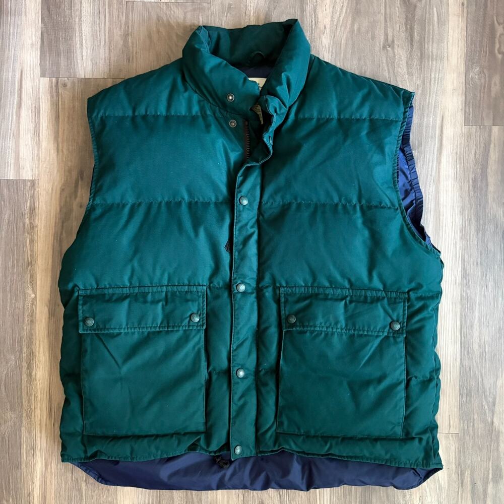 Vintage Eddie Bauer Goose Down Vest Men's Size XL Green 1990s